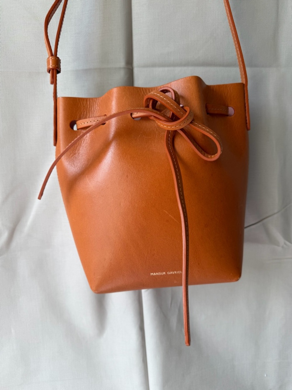 Mansur Gavriel Tan Leather bucket Crossbody